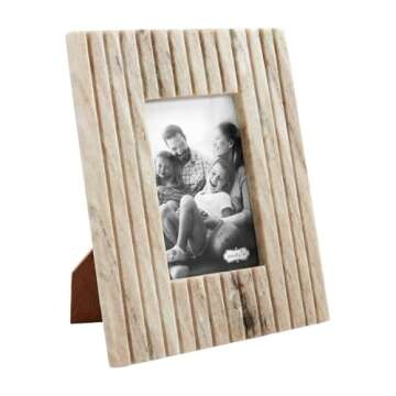 Mud Pie 5X7 Beige Stripe Marble Frame - Elegant Home Decor