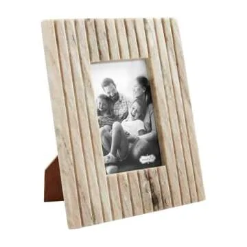 Mud Pie 5X7 Beige Stripe Marble Frame - Elegant Home Decor