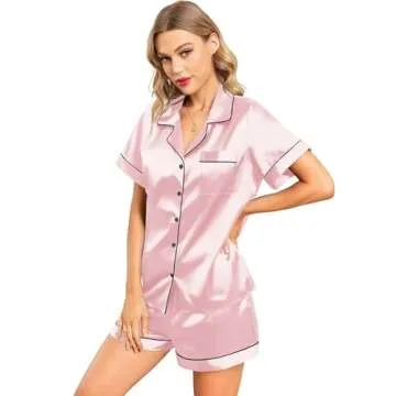 Leikar Women's Stylish Silk Satin Pajamas Shorts Set