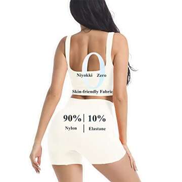 niyokki Seamless Yoga Ribbed Workout Sets for Women Two Piece Summer Sports Bra and Crossover Shorts Matching Workout Set Crop Top High Waist Leggings Workout Outfits (Pure White, M)