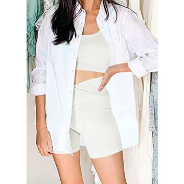 niyokki Seamless Yoga Ribbed Workout Sets for Women Two Piece Summer Sports Bra and Crossover Shorts Matching Workout Set Crop Top High Waist Leggings Workout Outfits (Pure White, M)