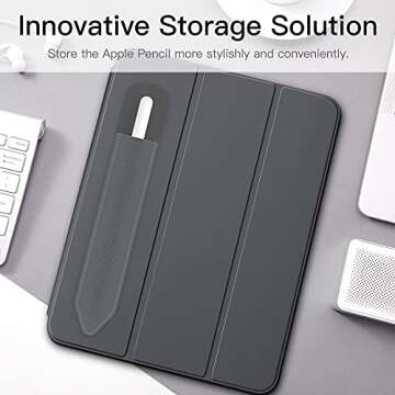 MoKo Pencil Holder Sticker Fit Apple Pencil Pro, Apple Pencil (USB-C), Apple Pencil 1st/2nd Generation, Elastic Pencil Pocket Pouch Adhesive Sleeve Attached to iPad Case for Stylus Pens, Dark Gray