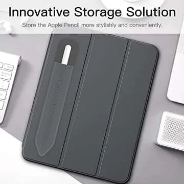 MoKo Pencil Holder Sticker Fit Apple Pencil Pro, Apple Pencil (USB-C), Apple Pencil 1st/2nd Generation, Elastic Pencil Pocket Pouch Adhesive Sleeve Attached to iPad Case for Stylus Pens, Dark Gray