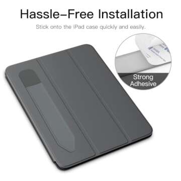 MoKo Pencil Holder Sticker Fit Apple Pencil Pro, Apple Pencil (USB-C), Apple Pencil 1st/2nd Generation, Elastic Pencil Pocket Pouch Adhesive Sleeve Attached to iPad Case for Stylus Pens, Dark Gray