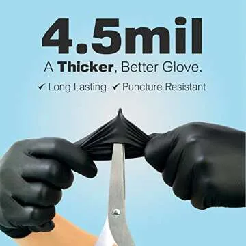 Raxwell Latex Free Disposable Black Gloves | 4.5 Mil Nitrile Gloves | 100 Count Non Latex, Powder Fr...
