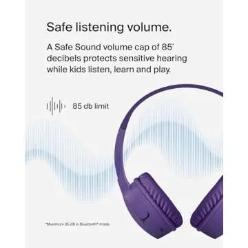 Belkin SoundForm Mini - Wireless Bluetooth Kids Headphones, 30H Battery, 85dB Safe Volume Limit, Built-in Microphone - Toddler On-Ear Earphones for iPhone, iPad, Fire Tablet, Ideal for School - Purple