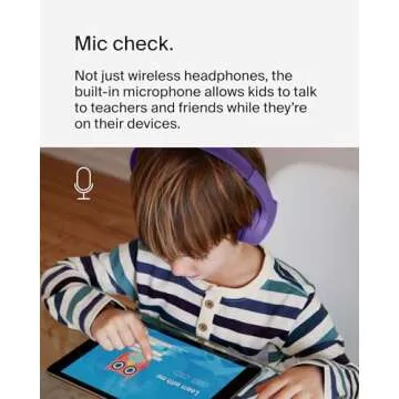 Belkin SoundForm Mini - Wireless Bluetooth Kids Headphones, 30H Battery, 85dB Safe Volume Limit, Built-in Microphone - Toddler On-Ear Earphones for iPhone, iPad, Fire Tablet, Ideal for School - Purple