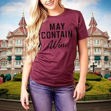 May Contain Wine T-Shirt for Women - Funny Casual Tee