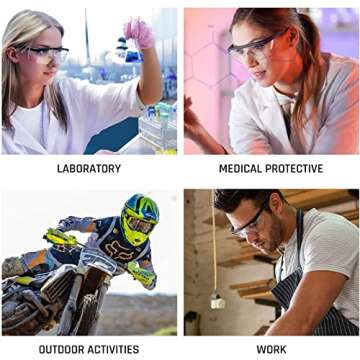 HPYNPES Safety GlassesClear Anti-Fog Goggles Over-Spec Glasses Protective Eye Wear Industrial Approv...