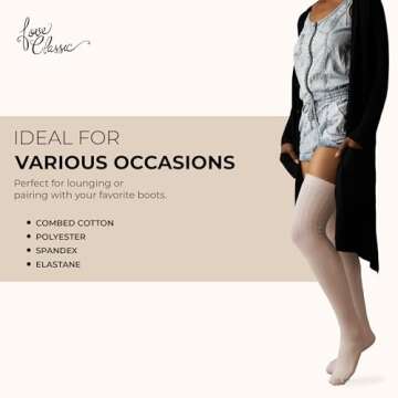 Love Classic Thigh High Socks in Ivory, Black & MHG 3-pack
