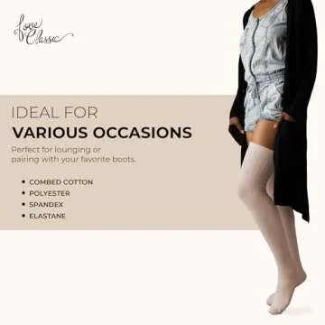 Love Classic Thigh High Socks in Ivory, Black & MHG 3-pack