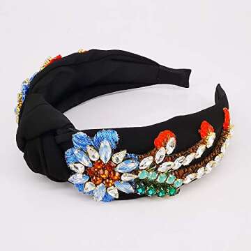 QTMY Rhinestone Crystal Headbands for Women,Hair Hoop Accessories Headwear Jewelry,522 (Black)