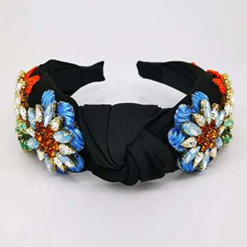QTMY Rhinestone Crystal Headbands for Women,Hair Hoop Accessories Headwear Jewelry,522 (Black)