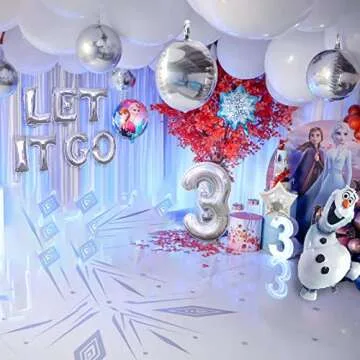 12 PCS Snowman Birthday Party Balloons For Frozen Birthday Party Decoration Cartoon Foil Balloons Bouquet For Children birthday Party (Sliver-3rd)