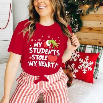 Comfortable Christmas Teacher Shirt for Women
