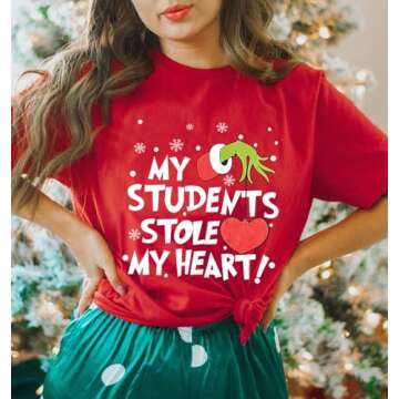 Comfortable Christmas Teacher Shirt for Women