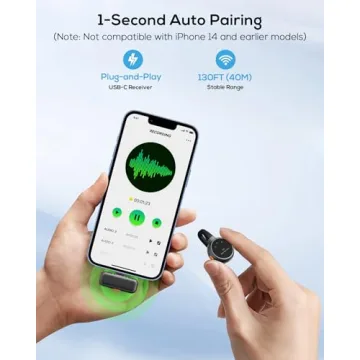 Compact Wireless Lavalier Microphone with Noise Cancelling