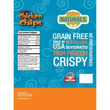 Chip's Naturals Doggie Chicken Chips 15 oz - High Protein, Grain Free & Gluten Free Dog Treats