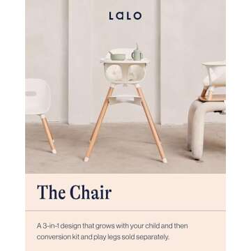 Lalo The Chair Convertible 3-in-1 High Chair - Wooden High Chair for Babies & Toddlers, Baby High Ch...