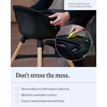 Lalo The Chair Convertible 3-in-1 High Chair - Wooden High Chair for Babies & Toddlers, Baby High Chair with Dishwasher Safe Tray, Adjustable Footrest, Licorice