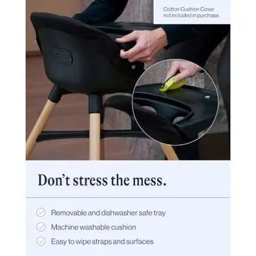 Lalo The Chair Convertible 3-in-1 High Chair - Wooden High Chair for Babies & Toddlers, Baby High Chair with Dishwasher Safe Tray, Adjustable Footrest, Licorice