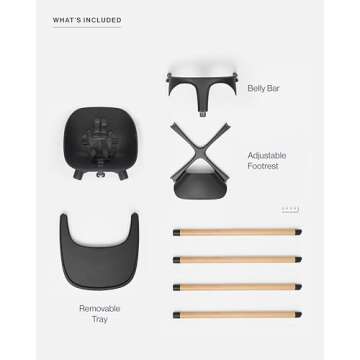 Lalo The Chair Convertible 3-in-1 High Chair - Wooden High Chair for Babies & Toddlers, Baby High Chair with Dishwasher Safe Tray, Adjustable Footrest, Licorice