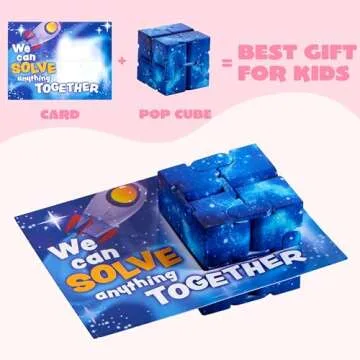 JOYIN 28 Packs Valentine’s Day Gift Cards with Infinity Magic Toys, Cosmic Hand-Held Flip, Stress Relief Fidget Toys for Kids Valentine's Party Favors, Classroom Exchange and Goodie Bag Stuffers