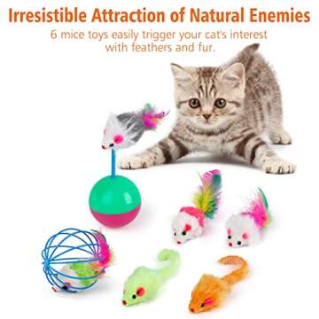 Dorakitten Cat Toys Kitten Toy Tunnel - 20PCS Indoor Interactive Toy Includes - Rainbow Tunnel Feather Teaser Fluffy Mouse Crinkle Balls Spring Toy Catnip Fish for Cats | Kitty