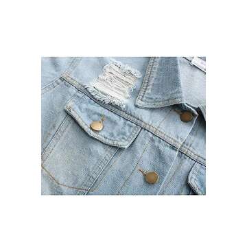 Stylish Vosujotis Distressed Plus Size Denim Jacket for Women