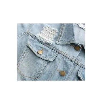 Stylish Vosujotis Distressed Plus Size Denim Jacket for Women