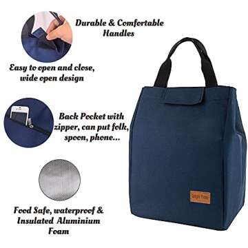 Lunch Bag for Men&Women Insulated Lunch Box Large Waterproof Lunch Tote Bag Reusable Adult Lunch Bags