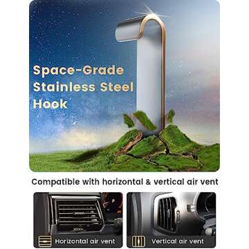 Holdersafe Phone Mount for Car Vent: [Never Blocking] Air Vent Cell Phones Holder for iPhone & Samsung Android Smartphone [Thick Cases Friendly] Hands-Free Auto Mobile Phone Stand