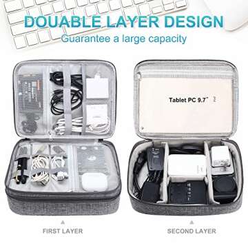 YOUBDM Electronic Organizer, Double Layer Travel Cable Organizer Bag Large Waterproof Electronic Acc...