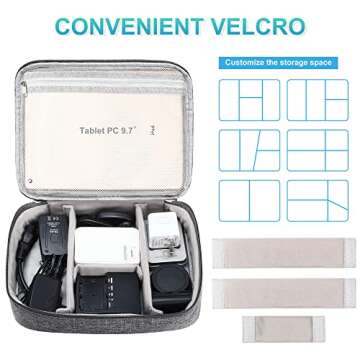 YOUBDM Electronic Organizer, Double Layer Travel Cable Organizer Bag Large Waterproof Electronic Accessories Storage Case for iPad, Kindle, Cables, Cord, Chargers, Hard Drive