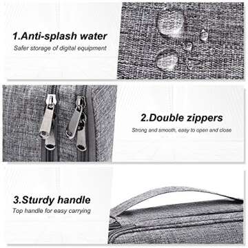 YOUBDM Electronic Organizer, Double Layer Travel Cable Organizer Bag Large Waterproof Electronic Accessories Storage Case for iPad, Kindle, Cables, Cord, Chargers, Hard Drive