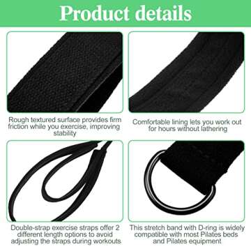 2 Pcs Pilates Double Loop Straps for Reformer Feet Fitness Equipment Straps D-Ring Exercise Yoga Pilates Equipment for Gym Workout Home