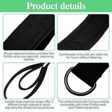 2 Pcs Pilates Double Loop Straps for Reformer Feet Fitness Equipment Straps D-Ring Exercise Yoga Pilates Equipment for Gym Workout Home