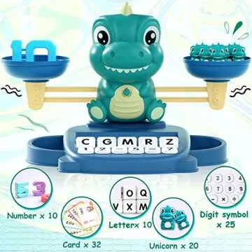 Kaodezhu Dinosaur Math Balance Toy for Boys and Girls - Montessori Matching Letter Toy for Kids 3 Ye...