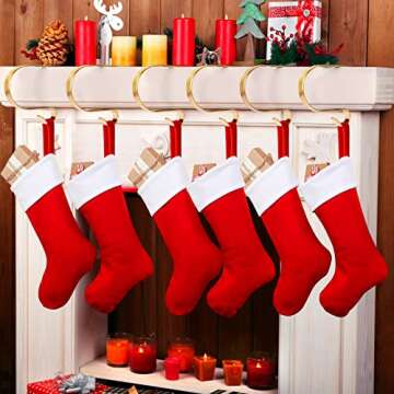 KMUYSL 6 Pack Christmas Stocking Holders, Adjustable Stocking Mantle Hooks for Fireplace, Lightweigh...