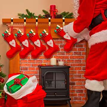 KMUYSL 6 Pack Christmas Stocking Holders, Adjustable Stocking Mantle Hooks for Fireplace, Lightweight Stocking Hangers, Non-Skid Stocking Holders for Christmas Decoration (Gold)