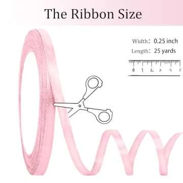 OMAIGAR Baby Pink Ribbon 1/4 Inch Width, Solid Satin Ribbons with 25 Yards Length Silk Fabric for Gi...