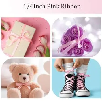 OMAIGAR Baby Pink Ribbon 1/4 Inch - 25 Yards for Gifts
