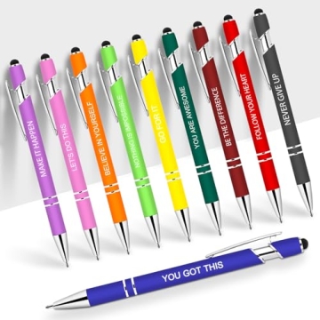 Inspirational Pens Set - 10 Motivational Ballpoint Gifts