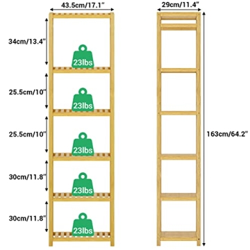 VIAGDO Bamboo Bathroom Shelf 6-Tier Perfect Storage Solution