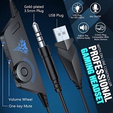 BENGOO V-4 Gaming Headset for Xbox and PC With LED Lights