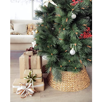 27in Christmas Tree Collar Hyacinth - Christmas Tree Basket - Natural Woven - Base Cover for Christmas Tree - Tree Skirt - Tree Ring
