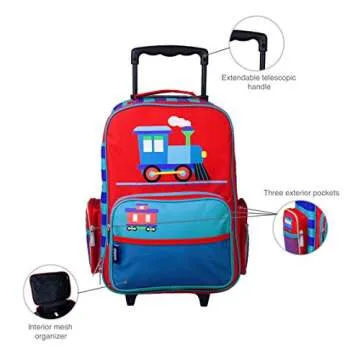Wildkin Kids Rolling Suitcase for Boys & Girls, Suitcase for Kids Measures 16 x 11.5 x 6 Inches, Kids Luggage is Carry-On Size, Perfect for School & Overnight Travel (Trains, Planes & Trucks)