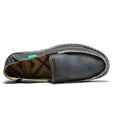 SONLLEIVOO Men's Slip on Deck Shoes - Comfortable & Stylish Grey Canvas Loafers