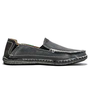 SONLLEIVOO Men's Casual Slip on Deck Shoes Grey