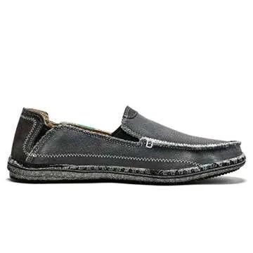 SONLLEIVOO Men's Casual Slip on Deck Shoes Grey